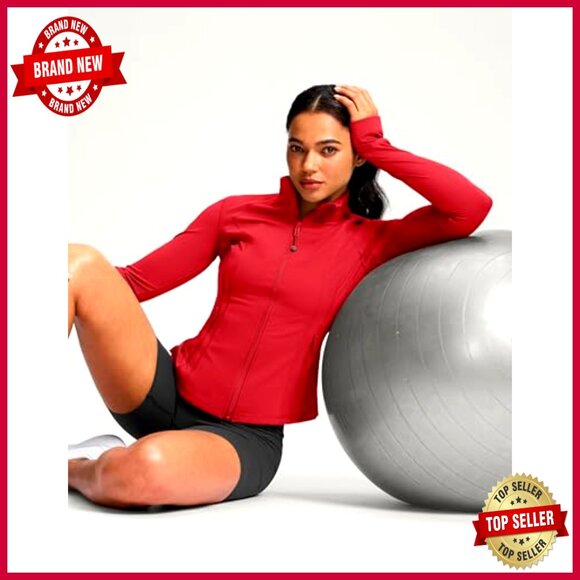 Women's Athletic Jacket Full Zip Slim Fit 4 Pockets Extended Waist Length - Picture 3 of 7